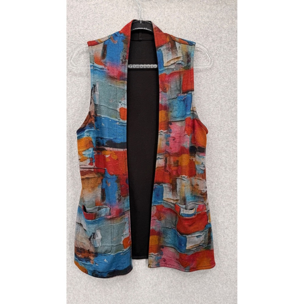 Parsley & Sage Edith Reversible Vest Women Small Multicolor Abstract Print Art